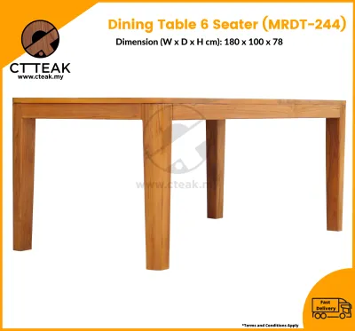 CT Teak Furniture Jati / Teak Wood Dining Table 6 Seater (MRDT-244-180)