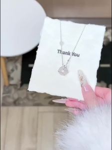[ Shop Hot Sale ] Old Phoenix Peace Buckle Necklace for Women Pure Silver High-end Feel Niche Chalcedony Pendant 520 Gift for Girlfriend
