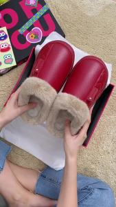 Jie Liya Waterproof Elderly Cotton Slippers For Women Winter Non-Slip 2025 New Indoor Home Warm PU Leather Slippers For Men