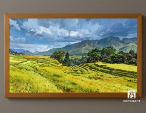 Tranh Nghệ thuật "Ruộng Bậc Thang" VIETSMART ART - Acrylic trên toan vải 60 x 90cm