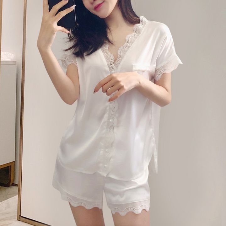Piyama wanita pendek renda satin adem /baju tidur pendek wanita nyaman Premium