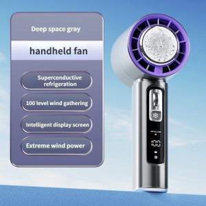 Mini digital display fan semiconductor Refrigeration Handheld Fan | 100 Speed Gears 6000mAh Rechargeable Turbo Airflow | Ice - Cool Portable Fan for Outdoor/Travel