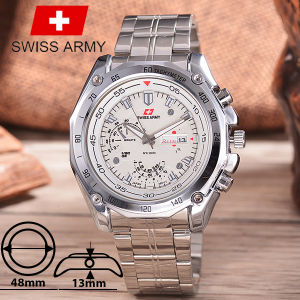 Swiss Army Jam Tangan Pria Rantai Kalender SA 5028 Putih