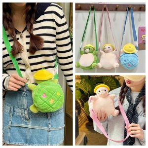 LANGJ ของเล่นตุ๊กตาผ้า กระเป๋าพาดลำตัวเต่า ตุ๊กตาผ้าพลัฌ ตุ๊กตาสำหรับเด็ก กระเป๋าสะพายไหล่ลายการ์ตูนสัตว์ แบบพกพาได้ จุได้มาก กระเป๋าเป้สะพายหลังเด็ก สำหรับผู้หญิง