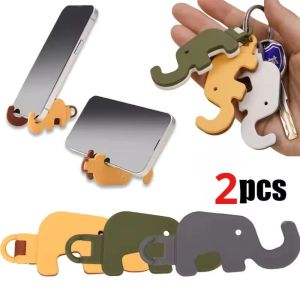 1/2PCS Cartoon Elephant Mobile Phone Tablet Stand Mount Keychain Portable Mini Kickstand Holder