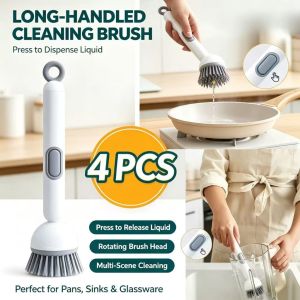 Free gift 4Pcs Soap Dispensing Dish Brush Press-Type Kitchen Cleaning Brush Non-Scratch Pot Scrubber