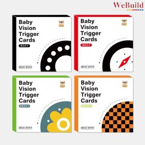 Montessori Newborn Baby Black White Colourful Flash Card Early Vision Development 蒙氏新生婴儿宝宝黑白视觉激发卡片 撕不烂早教闪卡彩色玩具训练卡 Kad Permainan WeBuil