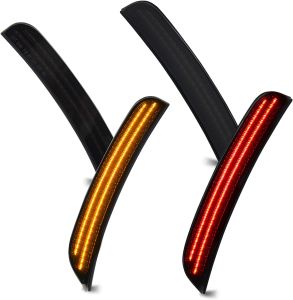 D-Lumina Side Marker Lights Dual Rows Full LED for Dodge Charger 2015-2023 Smoked Front & Rear Bumper Reflectors Lights Parking Lamp Indicator Pack of 4
