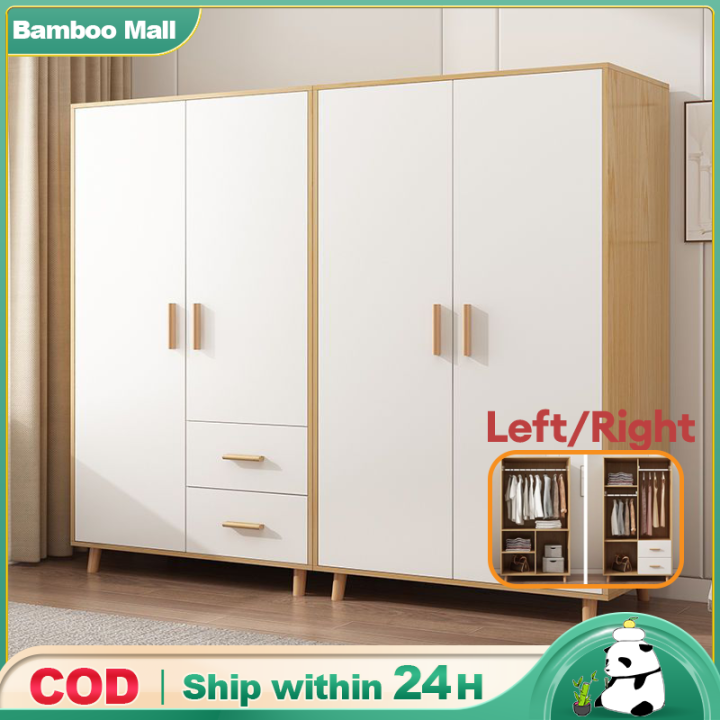 Wardrobe Wood/White 60/80CM 2Drawers Clothes Storage Space