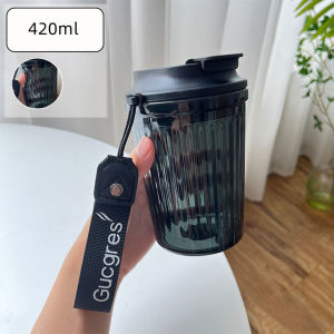 420ML Portable Coffee Mug With Lid Tape Plastic Water Bottle For Girls Couple Cup Milk Tea Shaker Protein Travel Mug Drinkware
