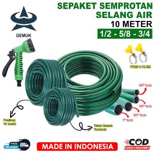 YIKUO Selang Air Cuci Motor 10 Meter 1/2 5/8 3/4 inch Selang Air Benang Anti Lumut Dengan Semprotan Air 7 Variasi Siram Selang Cuci Motor Cuci Mobil Siram Tanaman