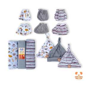 Paket Bedong Bayi Set dengan Topi Kupluk dan Sarung Tangan Kaus Kaki Motif Lucu