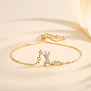 Y928 【COD】Gelang Huruf Lapis Emas 18k Aksesoris Fashion Wanita Gelang Serut Perhiasan Anti Karat Tidak Luntur gelang inisial huruf