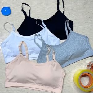 KIDSY Teenage Girl Cotton Bra 13-18Y Training Bra Adjustable Shoulder Strap Fixed Cups Student Bra Teen