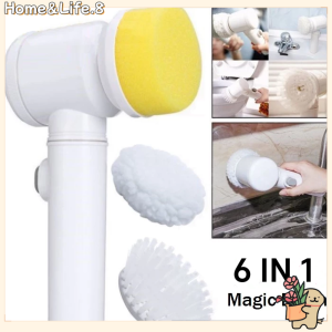 6 IN1 Magic Brush Electric Cordless Cleaning Spin Scrubber Brush Polisher Sponge for Kitchen Bathroom Toilet Washbasin
