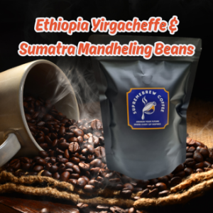 SupremeBrew Coffee Ethiopia Yirgacheffe & Sumatra Mandheling Dark Roast Whole Beans 250g | Premium Arabica | Chocolatey Caramel Nutty