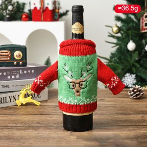 GAOSU Bông tuyết Vỏ chai rượu vang Nai sừng tấm Vỏ bọc có thể tái sử dụng Vỏ chai dệt kim Giáng sinh Dễ thương Ông già Noel Vỏ chai bia Giáng sinh