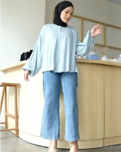 ARSHILASHOP - Loise Shirt Blouse Rayon Premium Jumbo Blouse Wanita Korean Style Atasan Wanita Lengan Panjang Terbaru 2021