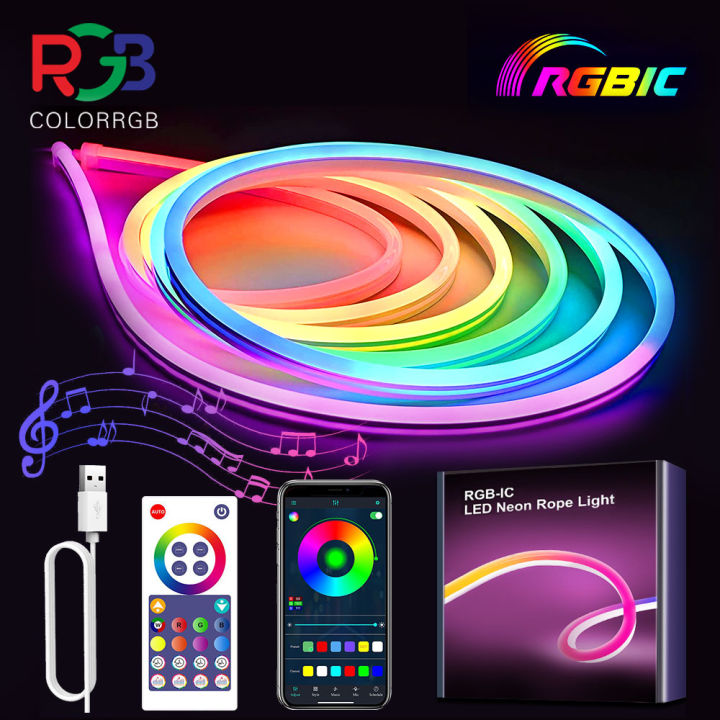 Neon Rope Lights, RGBIC LED Neon Rope Light with Music Sync Smart