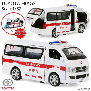 โมเดลรถเหล็ก TOYOTA HIAGE โมเดลรถพยาบาล + เปลคนเจ็บ สเกล1/32 เปิดปิดประตูได้ มีไฟ มีเสียง มีลานวิ่งได้ รถพยาบาล รถปอเต็กตึ้ง รถอาสา รถพยาบาล 66047P # รถตู้พยาบาล