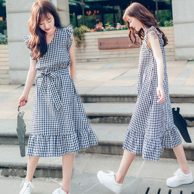 Korean checkered dress hotsell