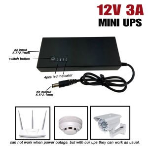 Mini DC UPS For Wifi Router UPS Portable Power Supply 12V 3A UPS CCTV Camera Backup Power Supply Large Capacity 44.4wh Powerbank Mini UPS For CCTV Camera With Battery Backup Power Bank