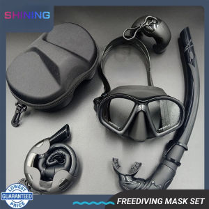 Shining Snorkeling Set Adults Adjustable Panoramic View Diving Mask Tempered Glass Scuba Mask