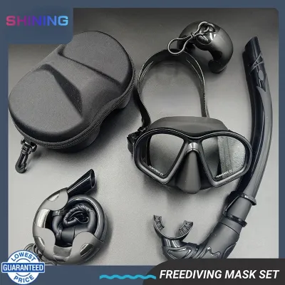 Shining Snorkeling Set Adults Adjustable Panoramic View Diving Mask Tempered Glass Scuba Mask