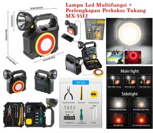 Lampu LED Multifungsi + Perlengkapan Perkakas Tukang MX-5512 Lampu Senter Portable
