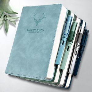 360Pages A5 Leather Notebook Daily Business Office Work Notebooks Notepad with Pen Holder School Supplies