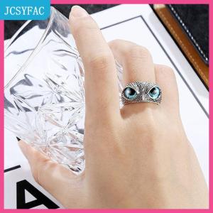 JCSYFAC Cổ Điển Động Vật Mở Có Thể Điều Chỉnh Đôi Mắt Màu Xanh Owl Nhẫn Người Đàn Ông Và Phụ Nữ Đồ Trang Sức Bên Quà Tặng