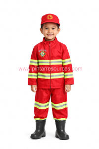 READY STOCK Cosplay Children Kids Fire Fighter Bomba Occupational CareerDayn Ambitions Costume Pakaian Kanak-kanak Hari Kerjaya Front-liner Uniform
