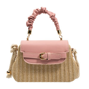 Cross-border womens bags 2025 New fashionable Baidu-style handbag straw woven bag trendy and stylish casual with contrasting colors and designed as a crossbody bag