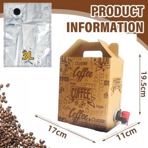 Disposable beverage dispenser 3L/5L Coffee dispenser Portable To-go Containers Lnsulated disposable paper coffee box With thermal bag for hot and cold drinks tea coffee