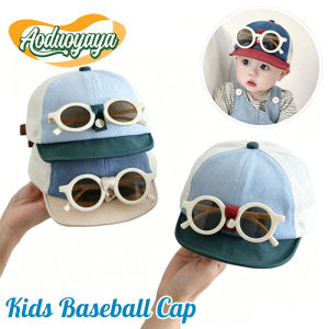 Aoduoyaya Kids Baseball Cap with Sunglasses Breathable Summer Sun Hat Outdoor Sun Protection for Toddlers 0-3 Years