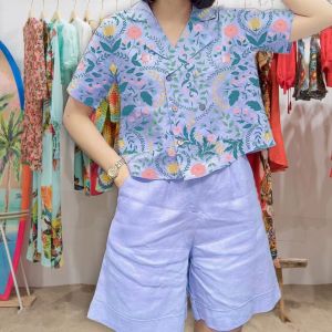 Printed Cotton And Linen Shirt Set Summer Thin Loose Two-Piece Suit Fashionable Spring Summer Collection Comfortable Fit