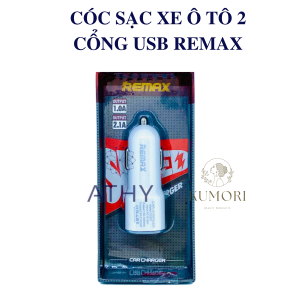 CÓC SẠC XE Ô TÔ 2 CỔNG USB REMAX ổ cắm củ sạc điện thoại ipad trên xe hơi lấy năng lượng từ điện 12v của xe oto sạc siêu nhanh hàng tốt giá rẻ 2 đầu lỗ cắm USB có thể sạc hai thiết bị cùng lúc LOTA SHOP