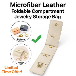 Microfiber Leather Light Luxury Compartment Jewelry Storage Bag Portable Leather Jewelry Box Dustproof Mini Size
