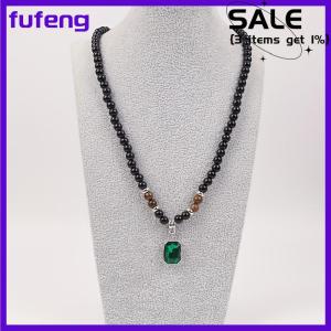 fufeng Hạt Màu Đen Với Vuông Mặt Dây Chuyền Vòng Cổ Cho Nam Giới Hợp Thời Trang Phụ Kiện Trang Sức Nam Quà Tặng Trang Trí