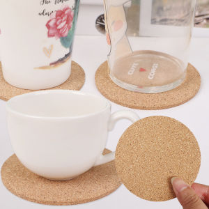 2Pcs Round Wooden Anti-Slip Cork Coasters Tea Coffee Cups Beverage Insulation Pads Home Accessories
