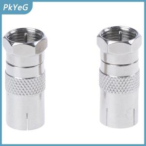 PkYeG 2 chiếc đầu nối phích cắm F đực chuyển sang ổ cắm RF đồng trục TV ăng-ten cái bộ chuyển đổi RF