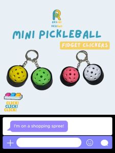 Resuri Designs Mini Pickleball Fidget Clickers Small Edition Keychain