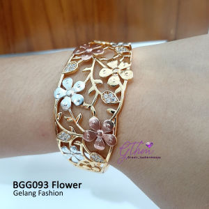 Gelang Wanita Flower Model Bangle Mewah Elegan Anti Karat Cocok dipakai Pesta Kondangan Jalan-jalan Hadiah kado perhiasan fashion premium bgg093