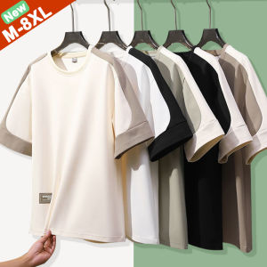 Newly 6XL 7XL 8XL T-Shirts Men Plus Size Male Tshirts Contrast Color Camping T Shirts Fashion Tees Top Hip Hop Summer Man Cloth