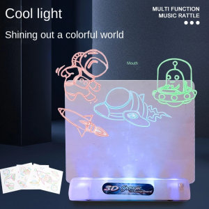 COD 3D Papan Gambar Berpendar LED Writing Tablet Drawing Pad Papan Tulis Gambar Mainan Edukasi Papan Tulis Tiga Dimensi Bercahaya Ajaib Papan Grafiti Papan Gambar Anak Teka-teki Ringan