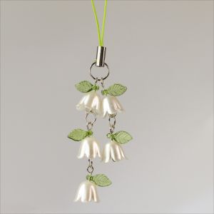 HBESTY Sweet Flower Tassels Bead Pendant Phone Straps Bag Charm Key Decoration Chain lily of the valley Mobile Phone Straps Lanyard