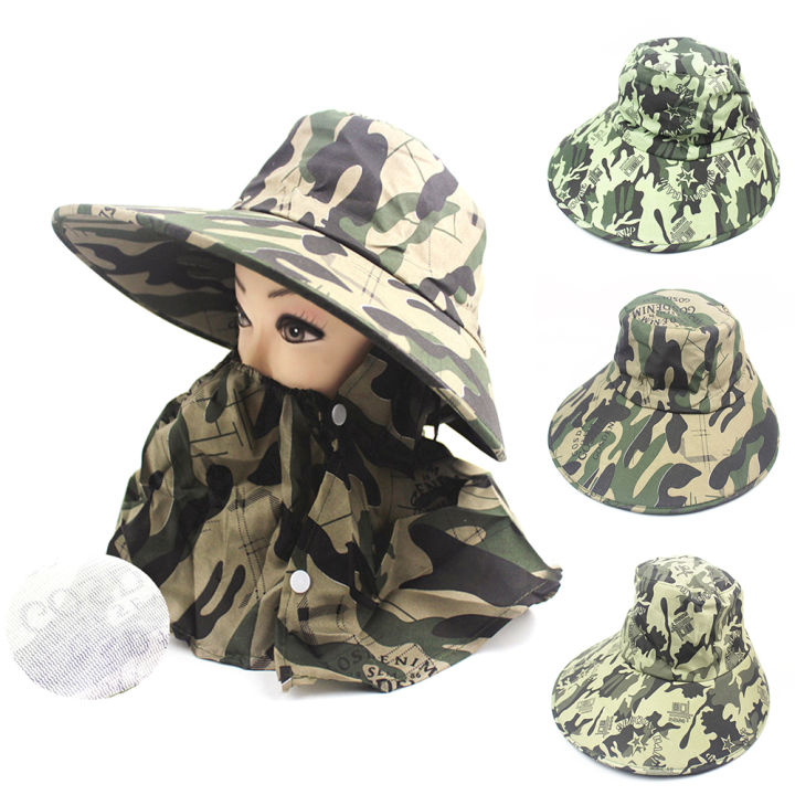 【ready】unisex Camo Anti-uv Breathable Wide Brim Outdoor Fishing Hat 