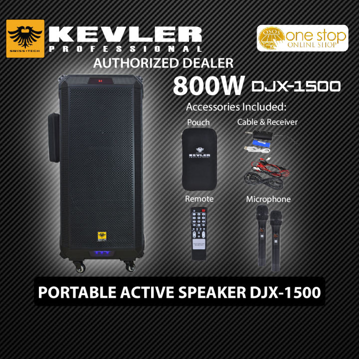 Kevler Original Portable Active Speaker System Party Boom Box Speaker 800W DJX-1500 •OSOS•