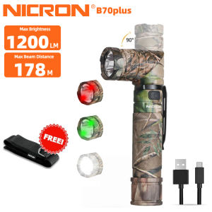 Nicron flashlight B70/b70plus High Brightness flashlight 1800lm/1200lm 178m long beam with white/red/green 3 color light 2600mAh rechargeable flashlight IP65 Waterproof flashlight outdoor ﻿hikingcampingRepairingEmergency Construction