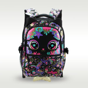 Australia Original High Quality Smiggle Childrens Schoolbag Female Cute Shoulder Backpack Black Cartoon Cat Stationery 16 Inch